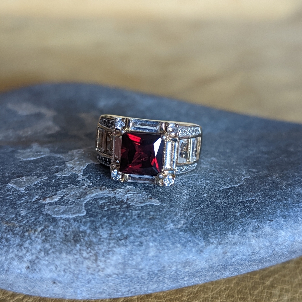 Garnet & White Topaz Ring!